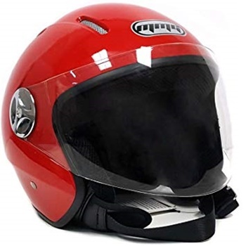 MMG 51 Motorcycle Scooter Open Face Scooter Helmet Pilot Flip Up Visor DOT, Red, Large