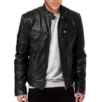 The Leather Factory Men's Sword Black Leather Biker Jacket