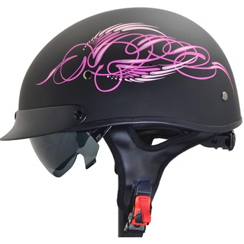 Vega Helmets Unisex-Adult Half Scooter Helmet (Pink on Black)
