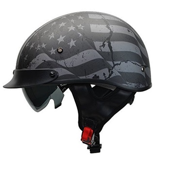Vega Helmets Warrior Motorcycle Half Helmet with Sunshield for Men & Women