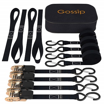 GOSSIP Ratchet Tie Down Straps -15 Ft Long - Upgraded 2200 lb Break Strength