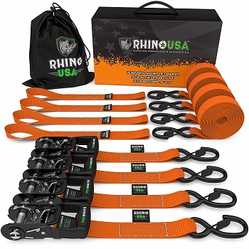 RHINO USA Ratchet Straps Heavy Duty Tie Down Set