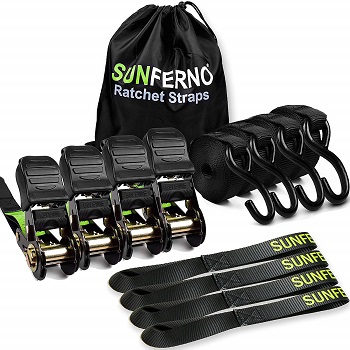 Sunferno Ratchet Heavy Duty Straps Tie Down 2500Lbs Break Strength